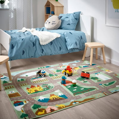 Tapis enfant 60x110 cm Rectangulaire BC TEDDY BEAR Gris Chambre adapté au  chauffage par le sol