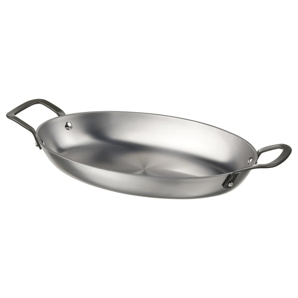 Silberner VARDAGEN Bräter, oval, zwei Griffe, Kohlenstoffstahl, hitzebeständig.