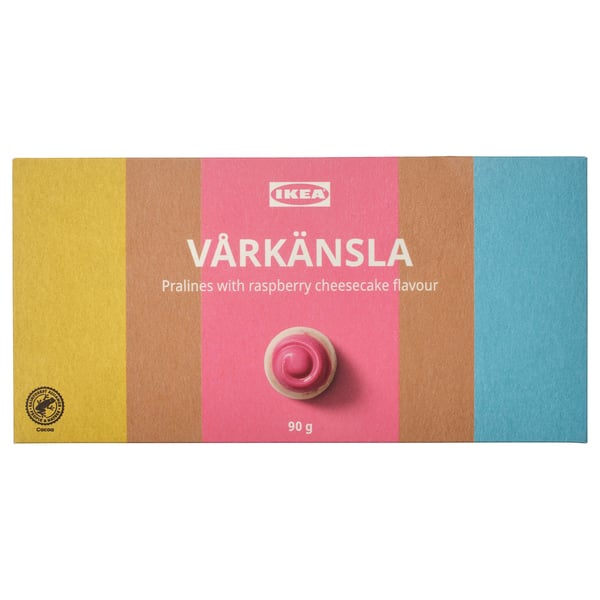 VÅRKÄNSLA Geschenkschachtel + Schokopralinen, weiße Schokoladenpralinen Himbeer-Cheesecake-Geschmack, 90 g