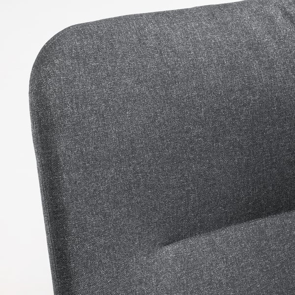 Eleganter, dunkelgrauer Sessel mit glatten Linien und stützender Rückenlehne, der hohe Qualität und Komfort ausstrahlt.