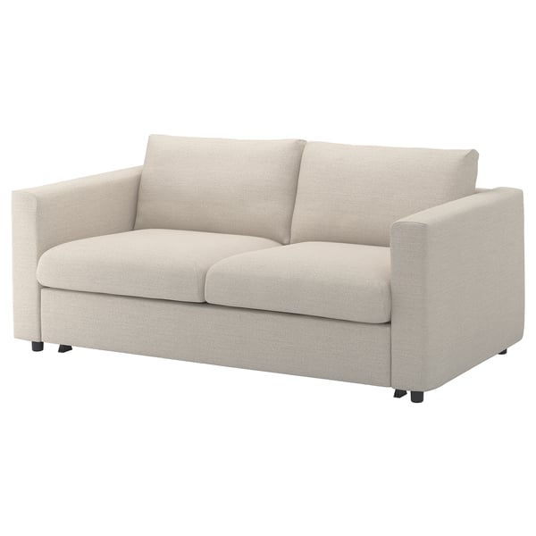 Das hellbeige Schlafsofa VIMLE mit minimalistischem Design. Dieses vielseitige Stück bietet Sektionskomfort und lässt sich leicht in ein Bett verwandeln.