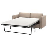 Beigefarbenes VIMLE Schlafsofa, minimalistisches Design, wandelbar, Bezug aus Polyester-Baumwolle, schlankes Metallgestell.