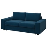 Blaues VIMLE-Schlafsofa, modernes minimalistisches Design, tiefer Samt, bequem mit ausziehbarer Matratze für zusätzlichen Schlaf.