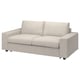 Modernes beiges Sofa mit geraden Linien und gepolsterten Sitzen, perfekt zum Faulenzen oder Schlafen.