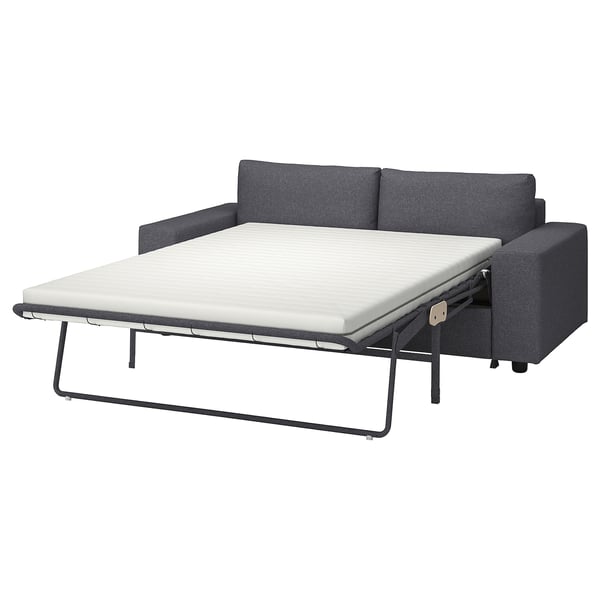 dunkelgraues Schlafsofa VIMLE; Modernes, wandelbares Design mit dicker Matratze.