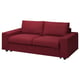 Schlafsofa aus rotem Stoff, modernes Design, Zweisitzer, gepolsterte Kissen, Holzbeine.