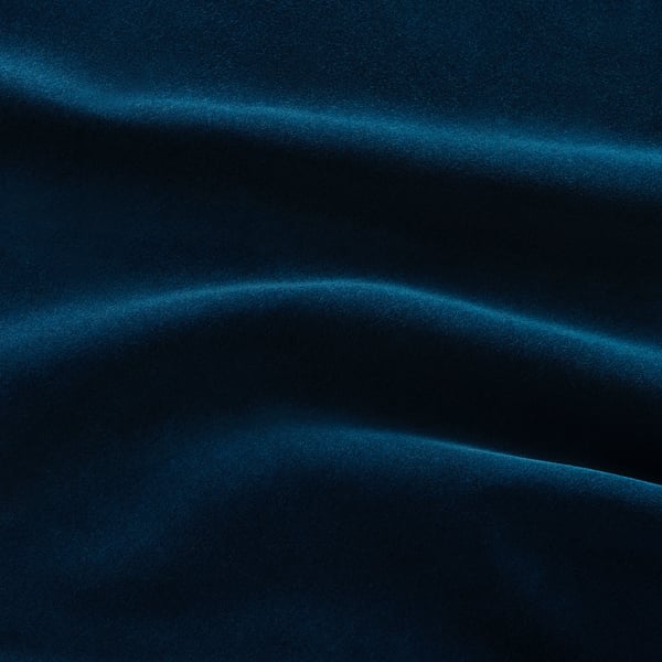 Schlafsofa aus blauem Samt, glatter Flor, Glanz.
