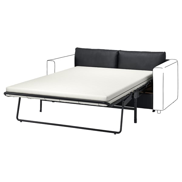 VIMLE schwarzes Schlafsofa, modernes Design, Cabrio, Leder und Stoff.