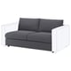 Option: Graues 2-Sitzer-Schlafsofa VIMLE, modernes Design mit weißen Seiten, Plüschkissen.