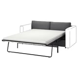 VIMLE Schlafsofa in Dunkelgrau mit weißer Matratze, modernes und minimalistisches Design mit Metallrahmen.