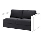 Ein modernes, dunkelgraues VIMLE 2-Sitzer-Schlafsofa mit klaren Linien und einem schlanken Design.
