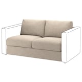 2-Sitzer-Schlafsofa aus beigem VIMLE-Stoff, moderne quadratische Armlehnen, Rückenkissen, schlichtes Design.