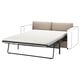 Ein beiges VIMLE Schlafsofa mit Metallrahmen, das zum Schlafen umwandelbar ist und ein minimalistisches, modernes Design aufweist.