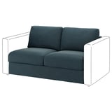 Ein blaugrünes VIMLE 2-Sitzer-Schlafsofa mit quadratischen Armlehnen und abnehmbaren Kissen.