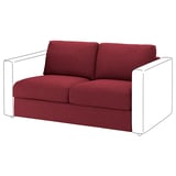 Rotes VIMLE 2-Sitzer-Schlafsofa mit weißem Gestell und klappbarer Matratze.