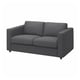 Option: Modernes 2-Sitzer-Sofa aus grauem Stoff, klares Design, bequeme Kissen.