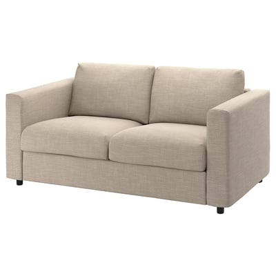 Beige VIMLE Sofa, kompakt und bequem mit abnehmbaren Kissen.