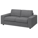 VIMLE 2-Sitzer-Sofa, grau, klobiger Stoff, rechteckige Form, zwei Rückenkissen.