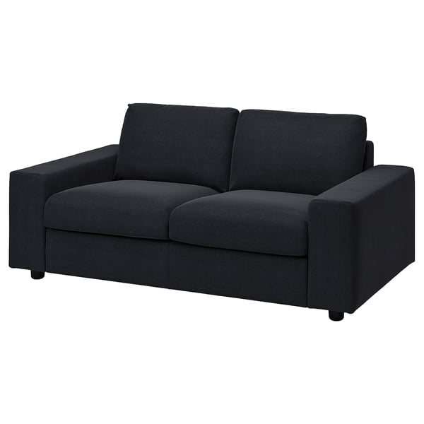 VIMLE 2-Sitzer-Sofa: dunkelgraues, modernes, schlankes Design mit abnehmbaren Kissen, perfekt für gemütliche Sitzgelegenheiten.