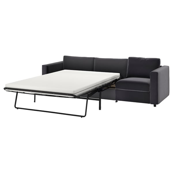 VIMLE Schlafsofa in dunkelgrauem, modernem Design mit dicker Matratze.