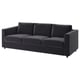 Ein modernes, dunkelgraues VIMLE-Sofa mit schlankem Design, Plüschkissen und Schlafsofa-Mechanismus.