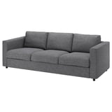 Graues Sofa VIMLE, 3-Sitzer mit strukturiertem Stoff, klaren Linien, bequemen Kissen.