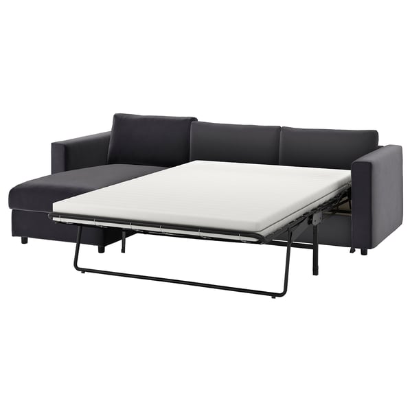 VIMLE graues Schlafsofa, modernes Design, Stoff & Schaumstoff, wandelbar, mit Stauraum.