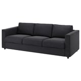 Es ist ein VIMLE Sofa, grau, modernes Design mit drei Sitzen und abnehmbaren Bezügen.