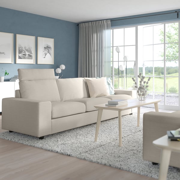 VIMLE 3er-Sofa, Mit Nackenkissen mit breiten Armlehnen/Gunnared beige - IKEA  Österreich