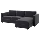 VIMLE Sektionssofa in Dunkelgrau mit Chaiselongue. Modernes Design, Samtpolsterung, vielseitiges Layout.