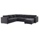 Option: Ein graues VIMLE-Sektionssofa mit Chaiselongue und eingebautem Stauraum, das auf Platzersparnis und Komfort ausgelegt ist.