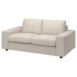 Hellbeiges VIMLE Sofa, zeitgenössisches Design, kastenförmige Form, weicher Stoff.