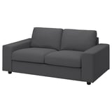 Dunkelgrauer VIMLE Zweisitzer, schlankes, modernes Design, gepolstert, bequem.