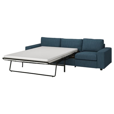 Blaues VIMLE Schlafsofa mit grauer Matratze, modernes Design, ausziehbarer Schlafsofa.