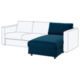 VIMLE Sektionssofa, blau, modernes Design, tiefe Sitzfläche, Plüschstoff, L-Form.