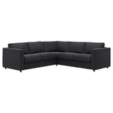 Dunkelgraues VIMLE Sektionssofa, modernes minimalistisches Design, L-Form, stoffbezogen.