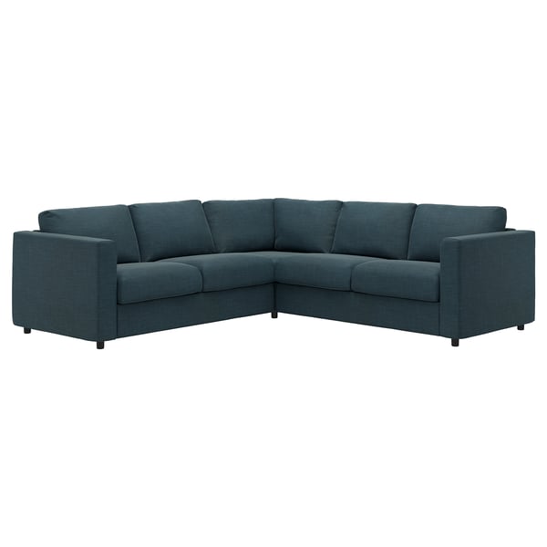 VIMLE: türkisfarbenes 4-Sitzer-Ecksofa mit weichen, stützenden Kissen, modernes, minimalistisches Design.
