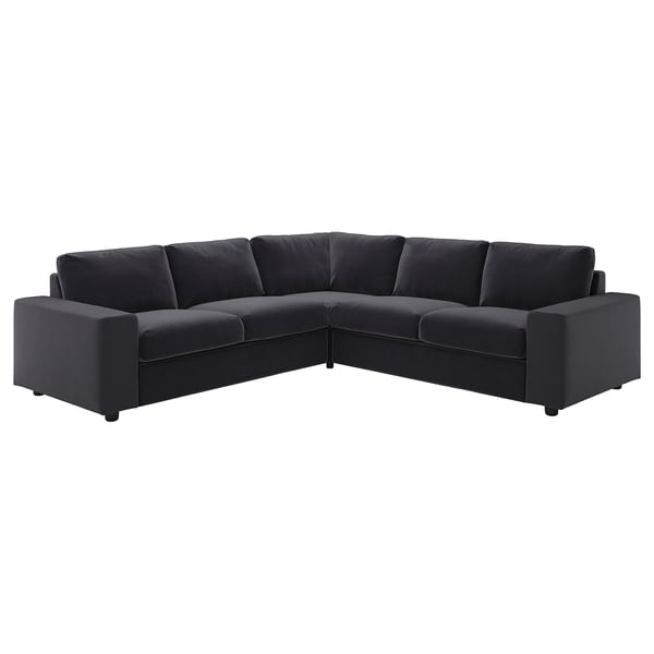 VIMLE graues Ecksofa, moderner, weicher Stoff.
