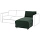 Grünes VIMLE Sofa mit weißen Armlehnen, Samtbezug, rechte Chaiselongue, modern.