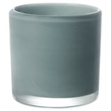 Zylindrischer Kerzenhalter aus grauem Glas mit mattiertem Finish.