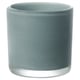 Zylindrischer Kerzenhalter aus grauem Glas mit mattiertem Finish.