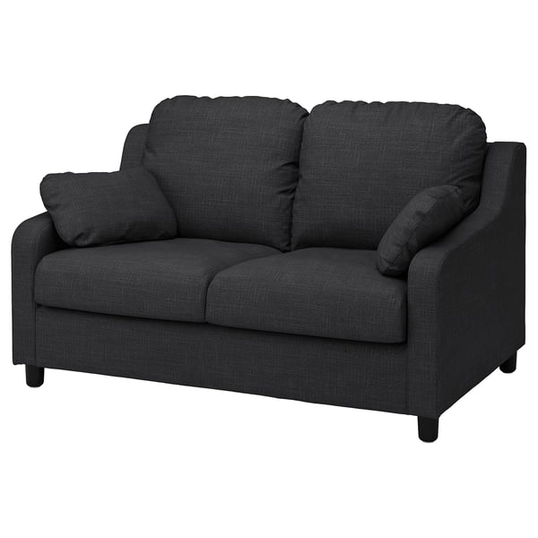 Modernes dunkelgraues VINLIDEN-Sofa mit weichen Kissen und Holzbeinen.