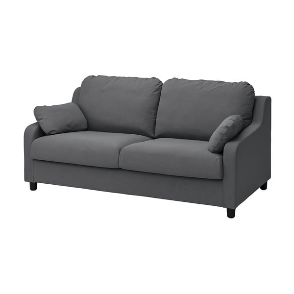 Graues VINLIDEN-Sofa mit weichen Kissen, modernem, minimalistischem Design, einfacher Montage.
