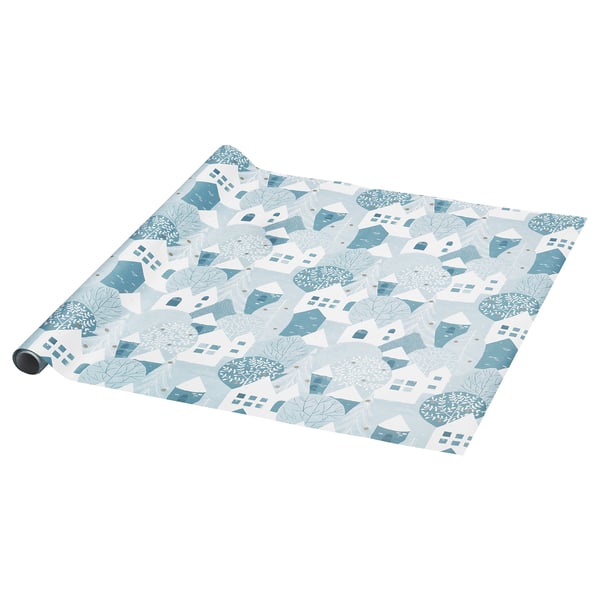 Vinter 2020 Geschenkpapierrolle Winterdorf Blaugrau 3x0 7 M Ikea Osterreich