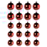 VINTERFINT: 20 rote Metallic-Weihnachtsornamente, rund mit silberner Kappe und Haken, glänzend, traditionell.