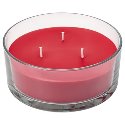 VINTERFINT Duftkerze im Glas, 3 Dochte, Würzige Winterfreude/rot, 25 Std.