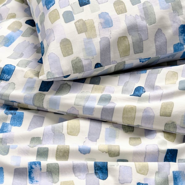 VINTERIBERIS Bettwäsche-Set, 2-teilig, bunt/blau, 140x200/70x90 cm