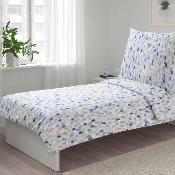 VINTERIBERIS Bettwäsche-Set, 2-teilig, bunt/blau, 140x200/70x90 cm