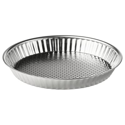 Eine Kuchenform aus Edelstahl von VINTERROCKA mit geriffeltem Rand und strukturiertem Boden, ideal zum Backen von Desserts.