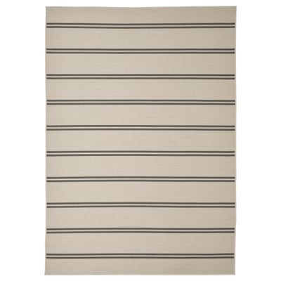 Teppich VIRKLUND in Beige mit grauen Streifen, Rechteck, Innen-/Außenbereich.